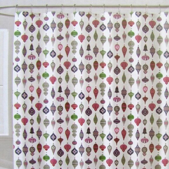 Scout Home NEW Christmas vintage glass ornaments print shower curtain - Picture 6 of 6